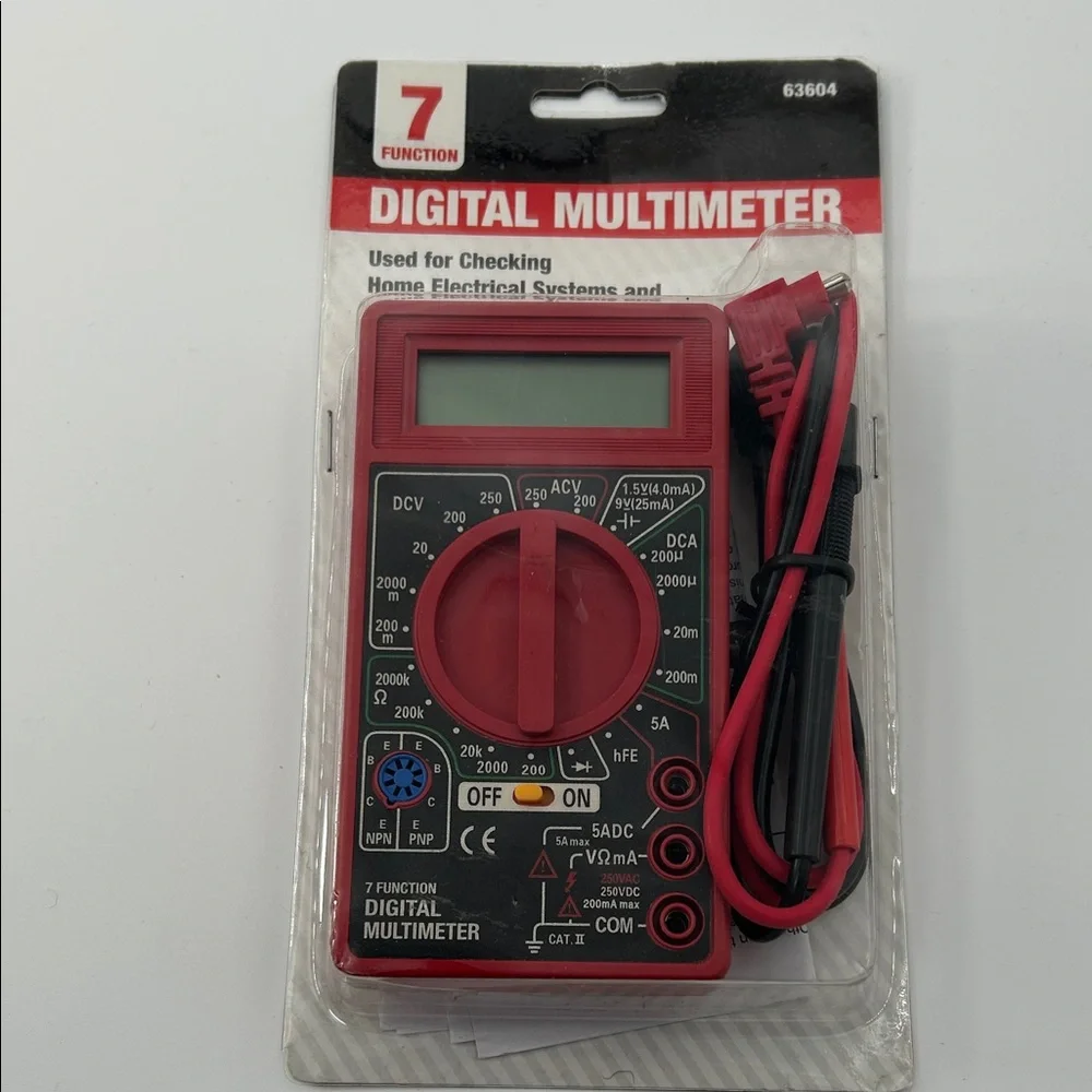 Digital Multimeter in Red with Black Accents